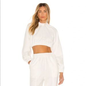 MICHAEL COSTELLO X REVOLVE White Raglan Crop Top Sweater Sz S